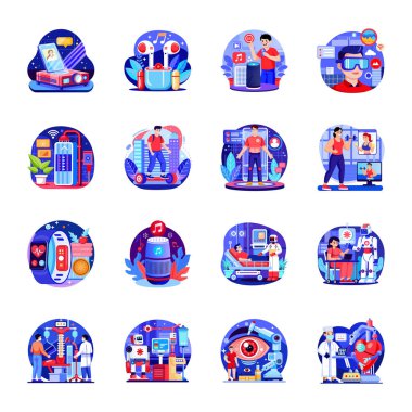 Yapay Zeka Aygıtlarının Koleksiyonu Düz Biçim Resimleri