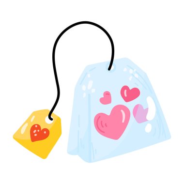 Çay poşetinin kullanışlı bir düz etiket simgesi