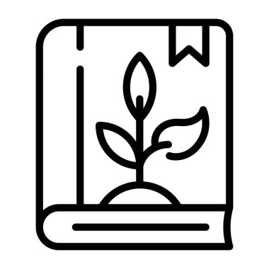 Bir botanik kitabı satır simgesi tasarımı