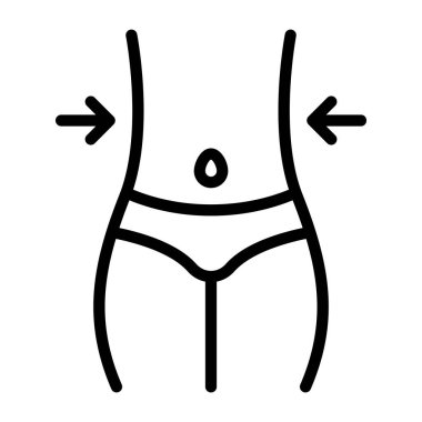 Göbek ve içe doğru oklar kilo kaybı kavramını, doğrusal simgeyi gösteriyor