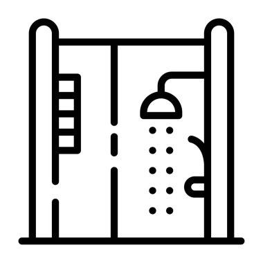 Cam banyonun modern el yapımı doğrusal simgesi