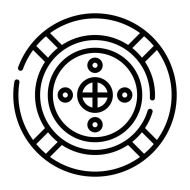 Ordu için yuvarlak bir kalkan, çizgi simgesi