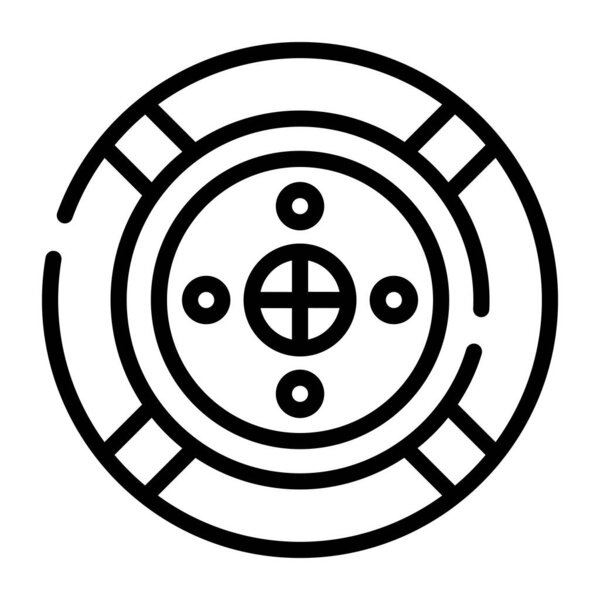 A round shield for army, line icon