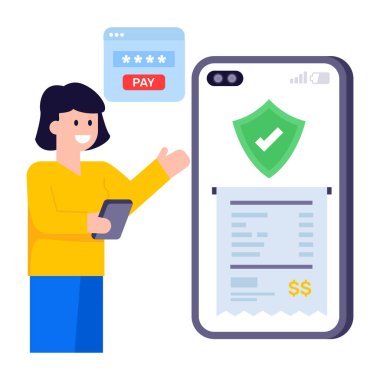 Çevrimiçi faturanın modaya uygun düz vektörü