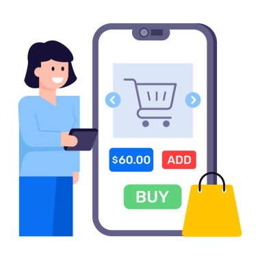 Çevrimiçi ürünlerin göz alıcı düz çizimi