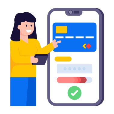 Bir e-ödeme düz vektör çizimi