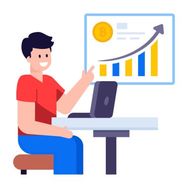 Bitcoin grafiğini gösteren çizimli bir vektör