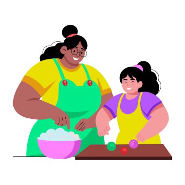 Bir karakter pişirme kurabiyelerini betimleyen düz bir çizim