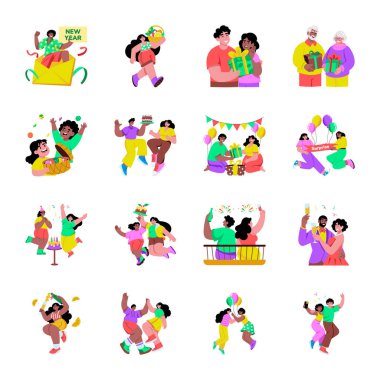 Arkadaş ve Aile Düz Çizimler Koleksiyonu