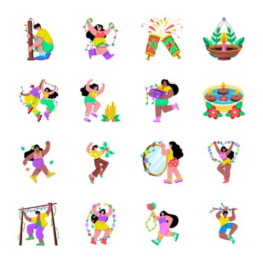 Kutlama Dekorasyonları Düz Şekil Resimleri Paketi