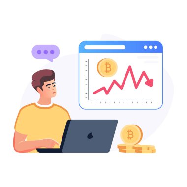 Bitcoin durgunluğunun trend düz vektörü