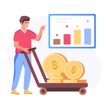 Gelir artışı düz düzenlenebilir illüstrasyon