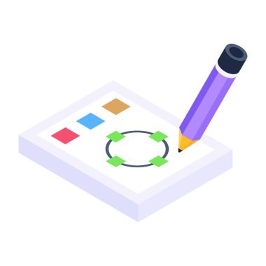 Kağıt çiziminin modern izometrik simgesi