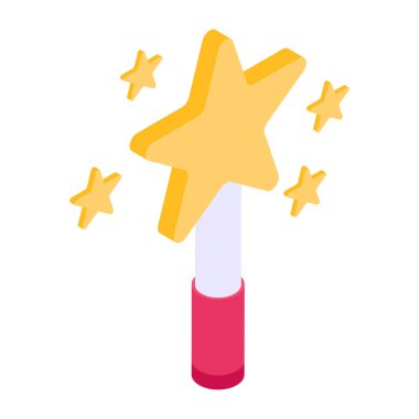 Yıldız değneğinin çekici bir izometrik simgesi