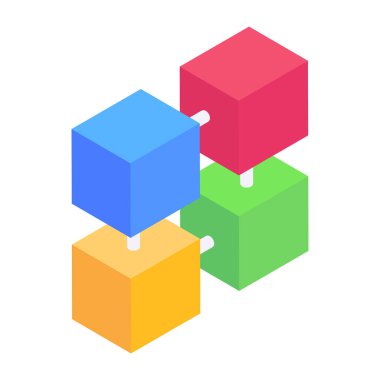 İzometrik tasarım, blok zinciri teknolojisinin kullanışlı bir simgesi