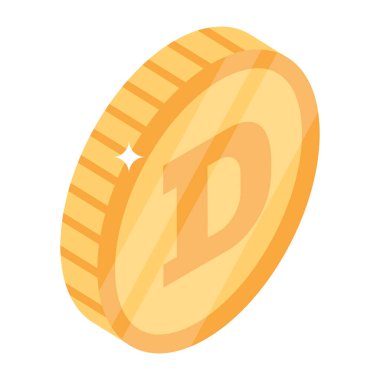 Digibyte 'in modern izometrik simgesi, düzenlenebilir tasarım