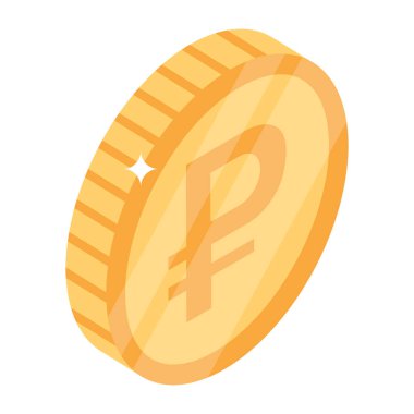 Ölçeklenebilirliği olan üç boyutlu bir ruble simgesi