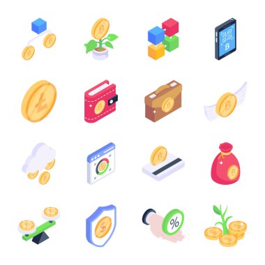 Bitcoin Isometric Simgeleri Kümesi