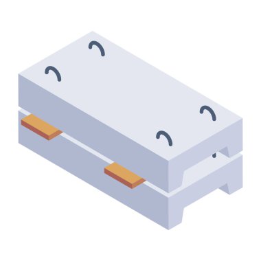 Beton levhalar izometrik simge, ölçeklenebilir ve kullanışlı