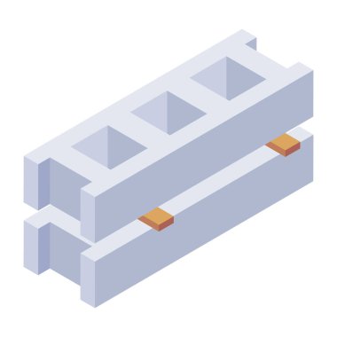 Beton sütunların özelleştirilebilir izometrik simgesi