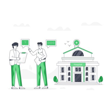 Konsültasyonun karakter tabanlı düz çizimi