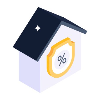 Ölçeklenebilirliğe sahip ev sigortası izometrik simgesi