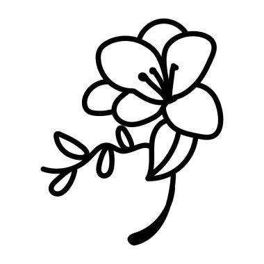 Çiçekli bitki karalama tasarımının bir simgesi.