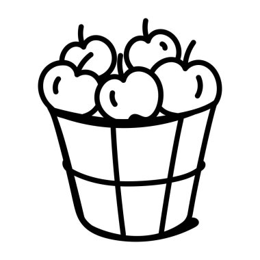 Bir meyve sepeti karalama simgesi tasarımı