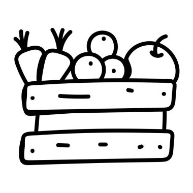 Bir hasat sepeti karalama simgesi tasarımı