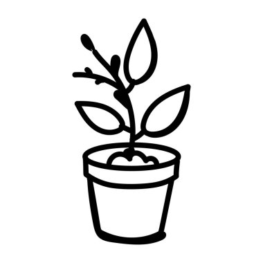 Bir bitki kabı el çizimi simge tasarımı