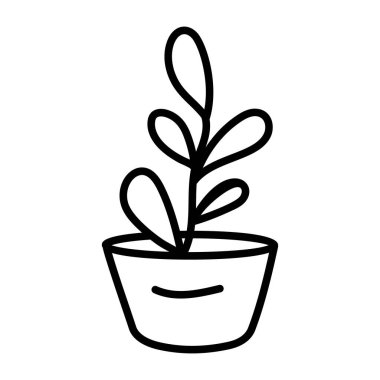 Bir bitki kabı el çizimi simge tasarımı