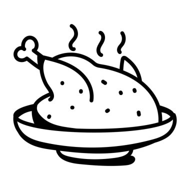 Kızarmış hindi karalama ikonu.