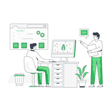 Yazılım testlerinin görsel olarak çekici düz çizimi