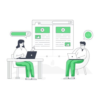 AB testlerinin modaya uygun düz illüstrasyonu