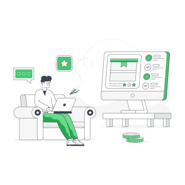 Ürün değerlendirmesinin düzenlenebilir düz çizimi