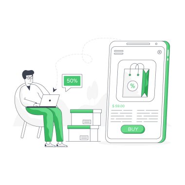 Alışveriş indirimleri düz illüstrasyon prim kullanımı içindir