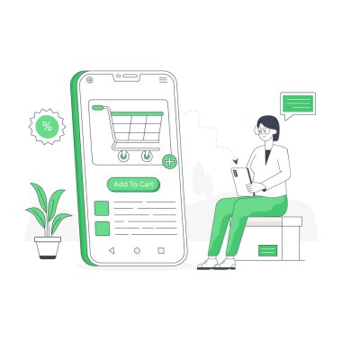 Modern düz çizim el arabasına ekleme