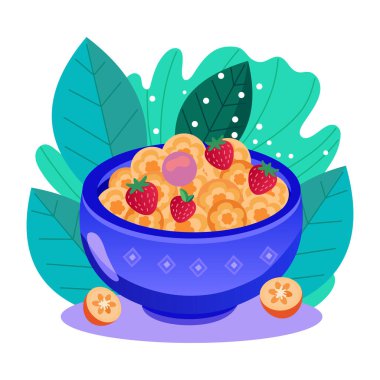 Bir meyve kasesinin düz bir çizimi.