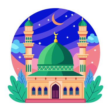Yeşil camiyi gösteren düz bir resim