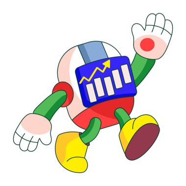 Bir robot karakter analizini gösteren düz bir çizim