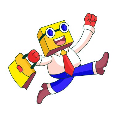 Robot bir karakteri ofis çalışanı olarak gösteren düz bir çizim