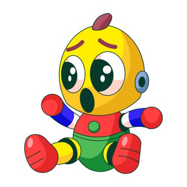 Yavru bir robotu gösteren düz stlye çizimi