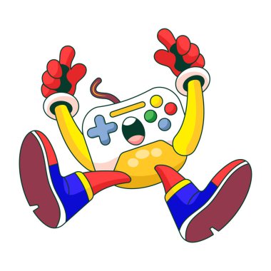 Oyun sahası tutan bir robot karakteri gösteren düz bir çizim