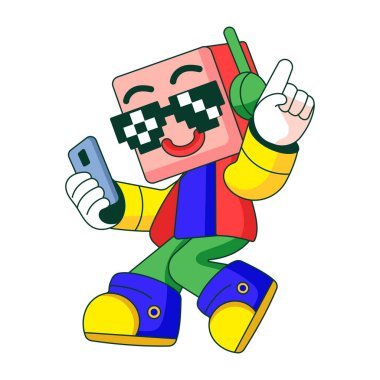 Dans eden bir robotu gösteren düz bir çizim