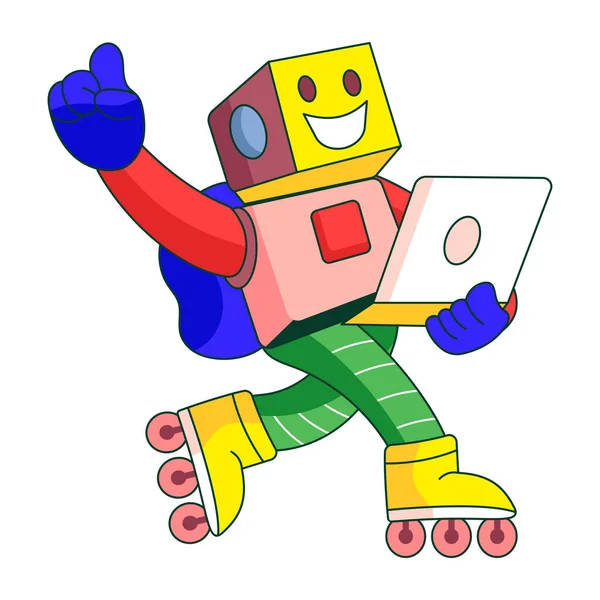 Çalışan bir robotu gösteren düz biçim çizimi