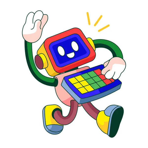 Klavye kullanan bir robot karakteri gösteren düz bir çizim