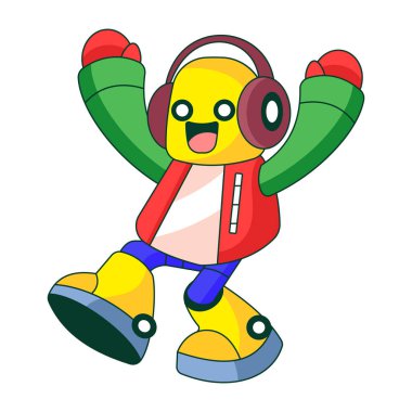 Bir robot karakterin aptalca dans edişini gösteren düz bir resim.