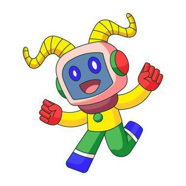 Dizileri sembolize eden bir robot karakteri gösteren düz bir çizim