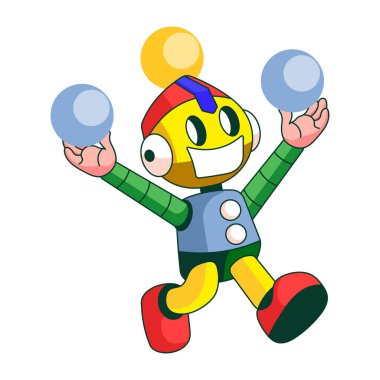 Gemini sembolünü temsil eden bir robot karakteri gösteren düz bir çizim