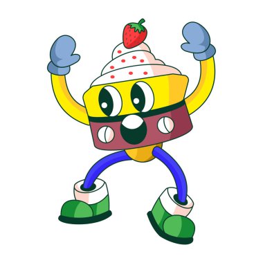 Çilekli cheesecake 'i gösteren düz bir çizim